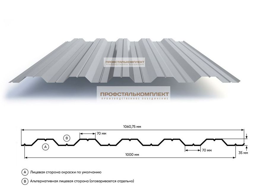 Профлист НС35 1060/1000 мм ОЦ